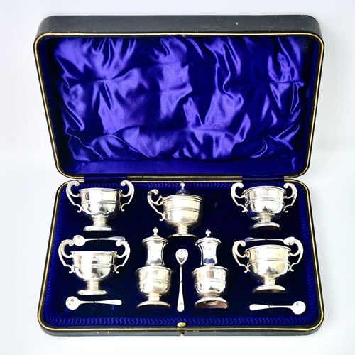 Antique Sterling Silver Cruet Set Sheffield 1906/7 Boxed