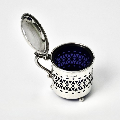 Antique Sterling Silver Mustard Pot Wtih Liner By William Devenport 1908
