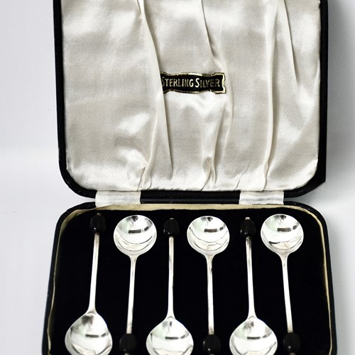 Sterling Silver Coffee Spoon Set In Original Box By Viners 1957 Sheffield