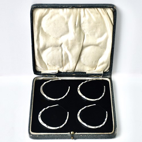 Sterling Silver Horseshoe Napkin Ring Set By Wiliam Base & Son 1928