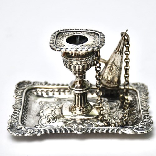 Antique William IV Silver Chamber Candlestick Holder