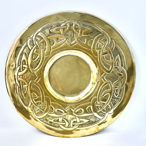 Glasgow School Arts And Crafts Brass Charger Wall Art Circa 1900