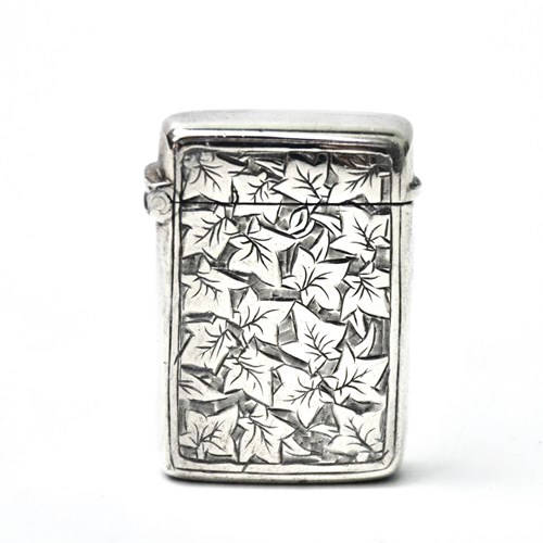 Antique Sterling Silver Vesta Case - Leaf Design By George Unite 1901