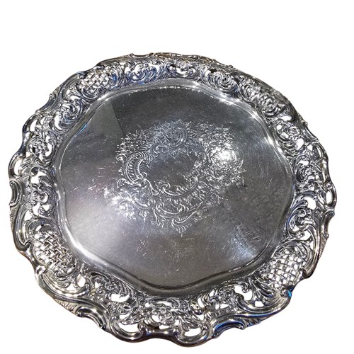 Antique Sterling Silver Card Tray- Birmingham 1895 By Samuel Walton Smith
