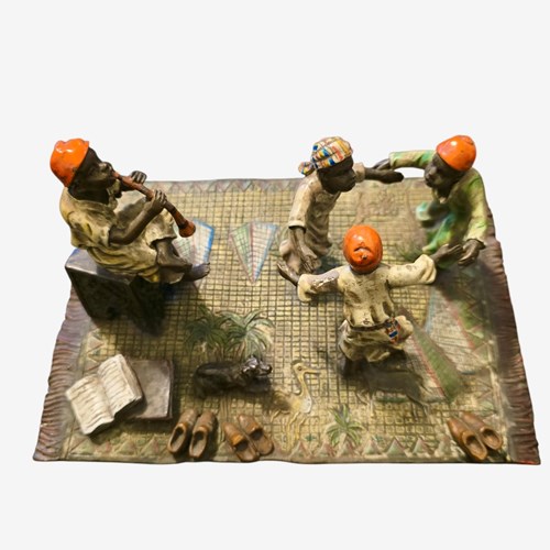 Antique Franz Bergman Cold Paitned Bronze Of Children Playing Circa 1900