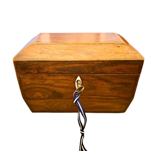 Antique Regency Period (1811-1820) Rosewood Tea Caddy With Original Key