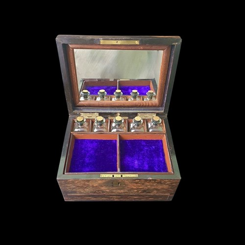 Antique Coromandel Dressing Table/Jewellery Fitted Box W/ Secret Drawer C 1850'S