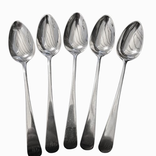 Antique Scottish Provincial Silver Tea Spoons (5) By Peter Lambert 1830'S