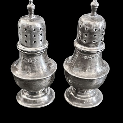 Antique Sterling Silver Pepper Pots (Pair) Birmingham 1908 E.S. Barnsley & Co