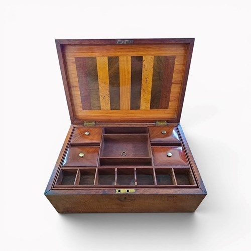 Handcrafted Victorian Wood Multi‑Drawer Jewellery & Trinket Box With Inlaid Lid