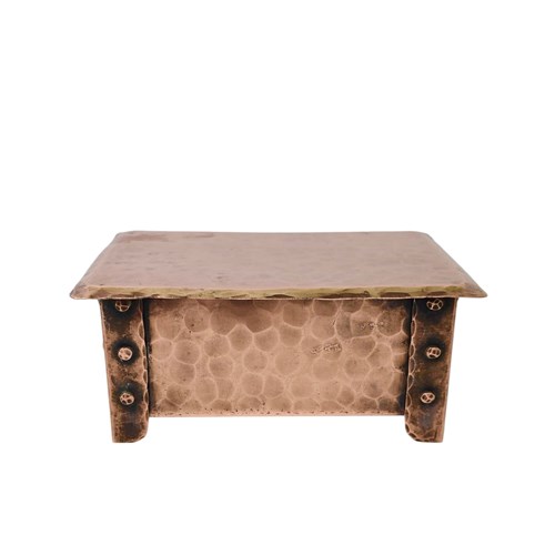 Antique Arts & Craft Copper Box With Wood Liner - Hand Planished