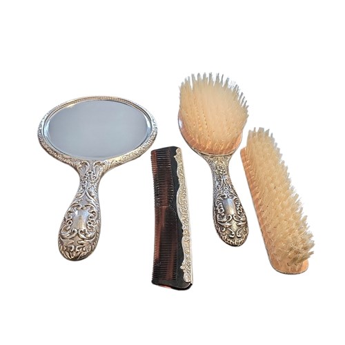 Sterling Silver Dressing Table Set By W.I. Broadway & Co With Puti Design