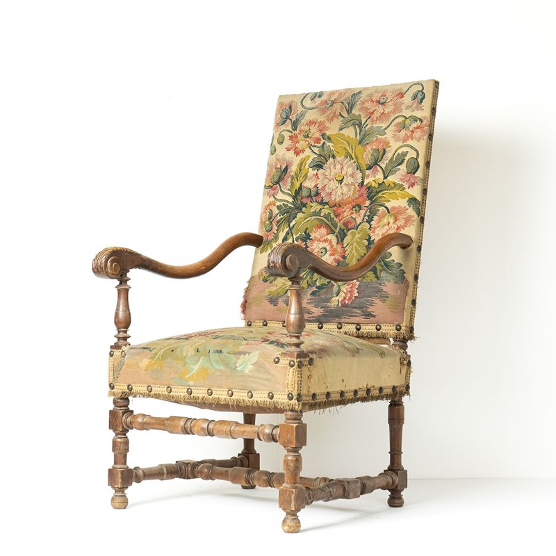 French Walnut Framed Armchair With Poppy Tapestry Upholstery, 19Th Century-rag-and-bone-0-dsc05374-main-638125857996699638.jpeg