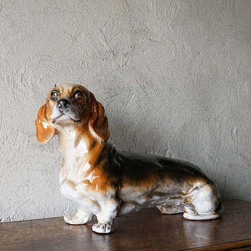 Italian Ceramic Dachshund Dog Sculpture, 1960s