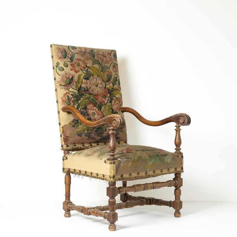 French Walnut Framed Armchair With Poppy Tapestry Upholstery, 19Th Century-rag-and-bone-3-dsc05355-main-638125858168885297.jpeg