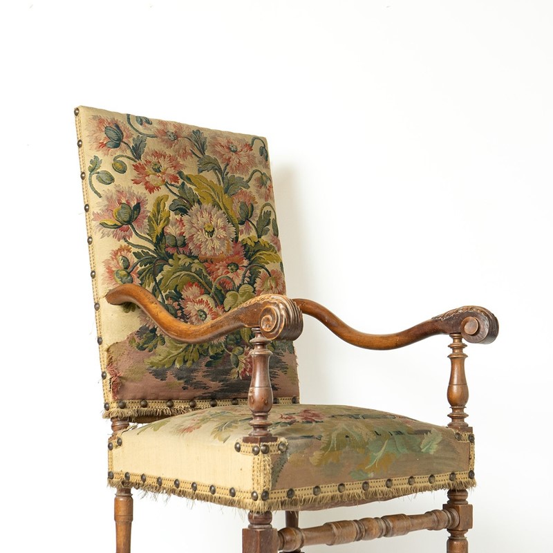 French Walnut Framed Armchair With Poppy Tapestry Upholstery, 19Th Century-rag-and-bone-4-dsc05358-main-638125858176385575.jpeg
