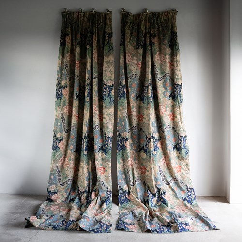 Pair Of Vintage Liberty Of London 'Cimarosa' Country House Curtains, Full Length