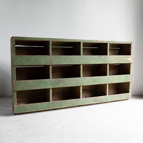 Antique Painted Pine Pigeon Hole Shelving Unit, 19Th Century