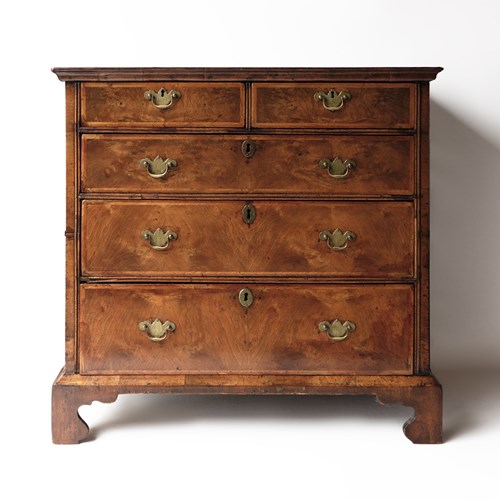 Antique George II Crossbanded Walnut Chest Of Drawers