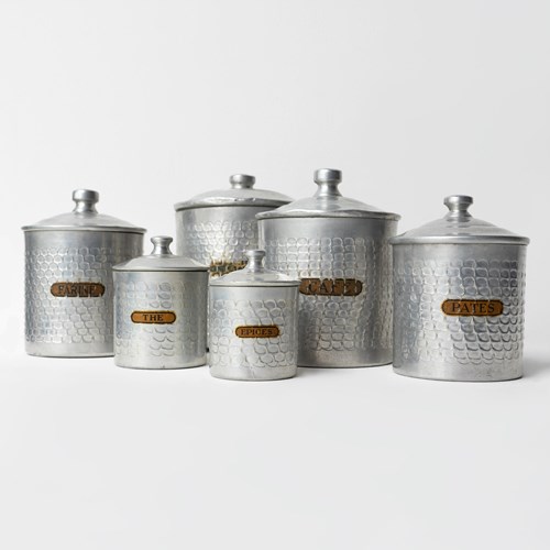 Set Of Vintage French Art Deco Graduating Aluminium Storage Jar Canisters C1930s