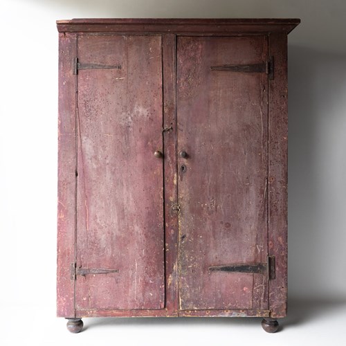 Antique Georgian Painted Pine Workshop Cupboard, English Country Made