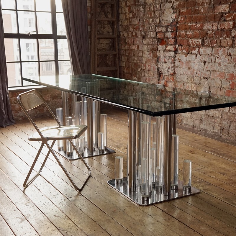 Vintage Lucite, Glass And Chrome Skyscraper Dining Table By Charles Hollis Jones-rag-and-bone-dsc02681-main-637493624578413483.JPG