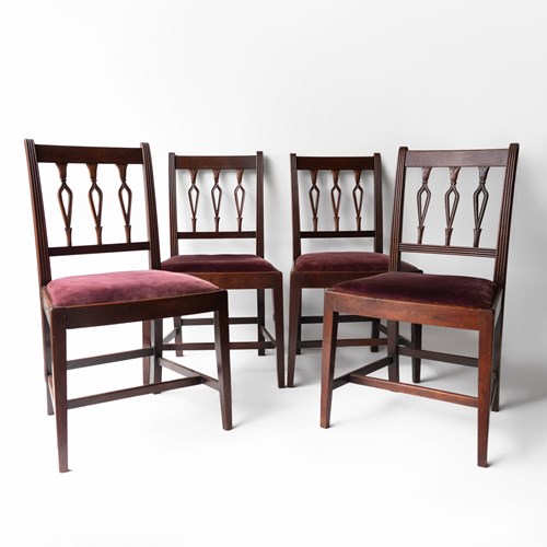 Set Of Four Antique George III Mahogany Dining Chairs, Hepplewhite Design C.1800