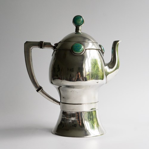 Antique Pewter Arts And Crafts Coffee Pot By William Hutton & Sons, Early 20Th C