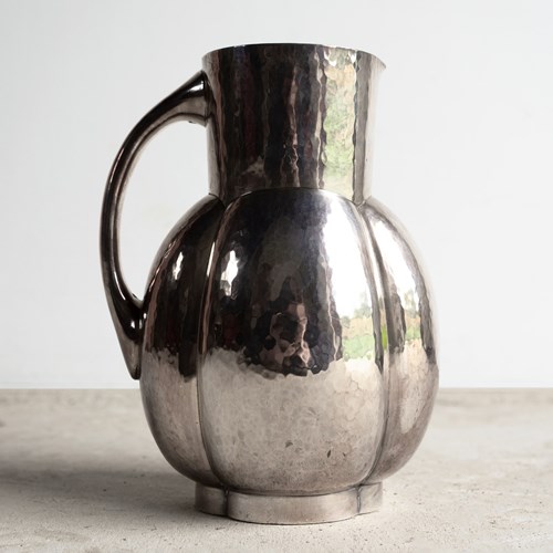 French Art Deco Silver Plated 'Melone' Jug By Fjerdingstad For Christofle, 1930S