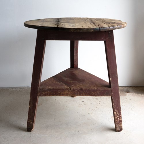 Antique Primitive Welsh Painted Pine Cricket Table