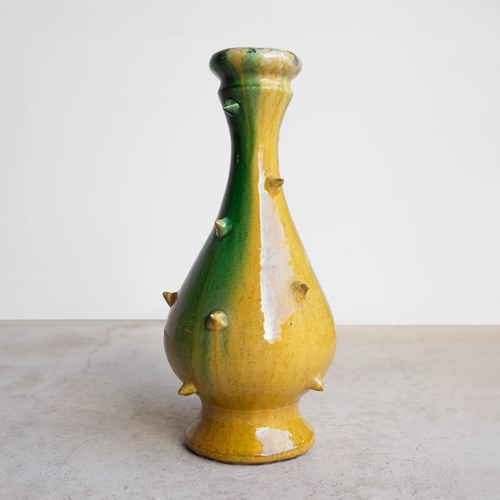 Vintage French Faience Spikey Glazed Studio Pottery Vase, Early To Mid 20Th C