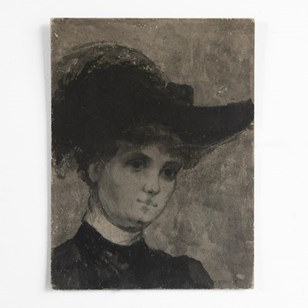 Antique Belle Epoque Portrait Paint...
