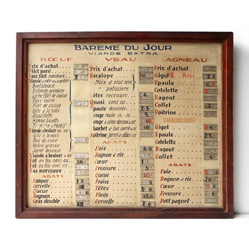 Antique French Hand-Painted Butchers Shop Sign