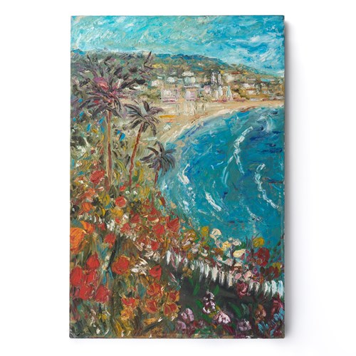 Large Impressionist Seascape Depicting The Côte D'azur Original Painting, 1960S