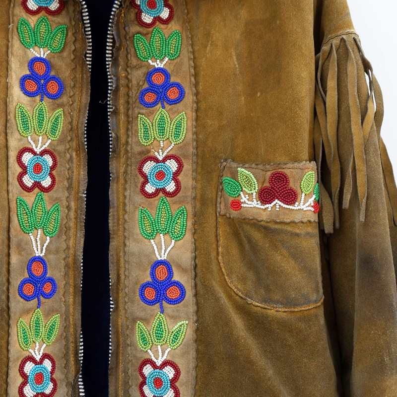 Vintage Ojibwe Beaded Tasseled Moose Skin Trapper Coat - 1950S Native American-rag-and-bone-front-bead-detail-rtg-main-638193306054796701.JPG