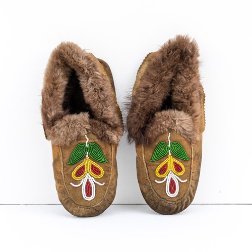 Vintage Ojibwe Beaded Moose Skin Moccasins - 1950S Native American Leather 