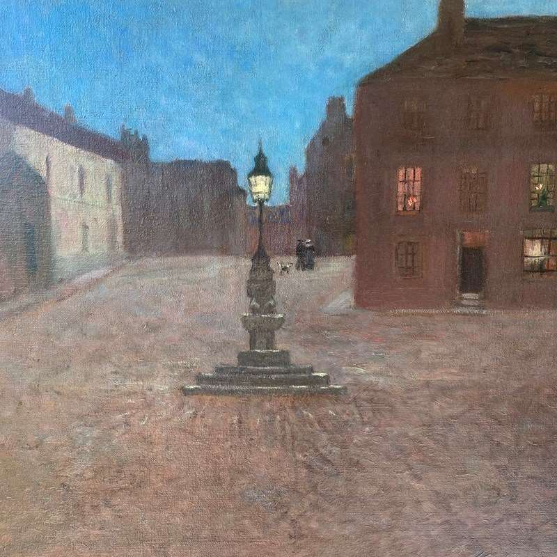 Antique Original Oil Depicting An Evening Street Scene By Winifred Roome-rag-and-bone-img-7799-main-638179462290488601.JPG