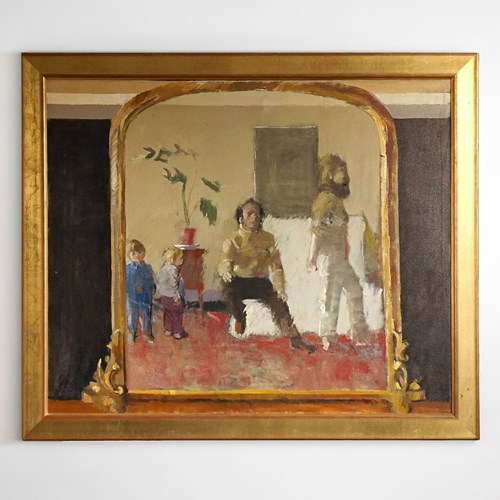 ‘Wife And Family’ By John G. Boyd, Large 1970'S Original Oil On Canvas Painting
