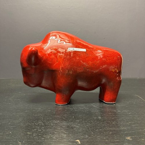Otto Keramik Large Ceramic Bison West German Pottery Fat Lava