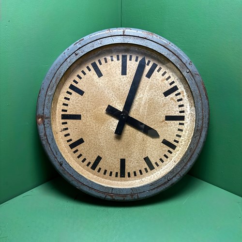 Very Large 1930S Pre War German Railway Clock. This Was Salvaged From A Train St