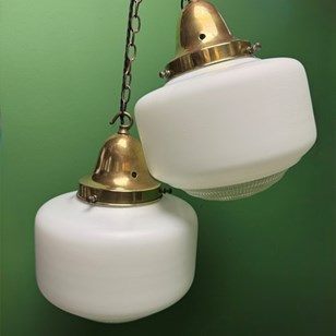 Pair Of 1930S Opaline Pendant Light...