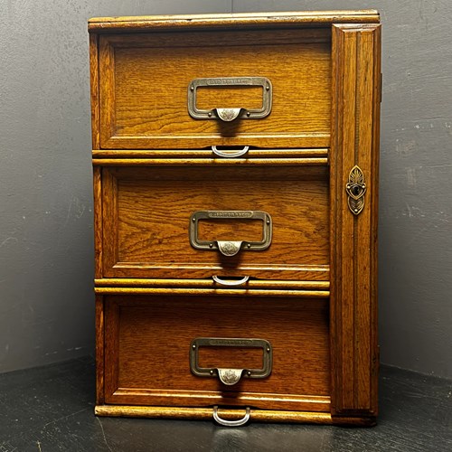 Early 1900S Oak Flip Drawer Filing Cabinet By Stolzenberg Germany