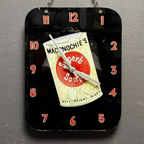 1920S Maconochie’S Superb Soup Glass Advertising Clock
