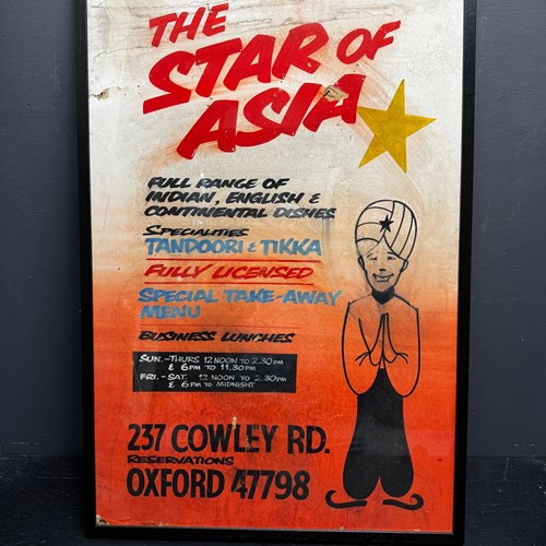 1960S - 70S Hand Painted ‘ The Star Of Asia ‘ Shop Sign