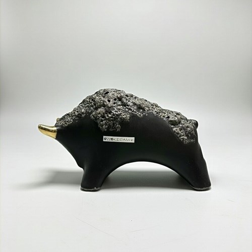 Otto Keramik Gold Edition Ceramic Bull West German Pottery Fat Lava