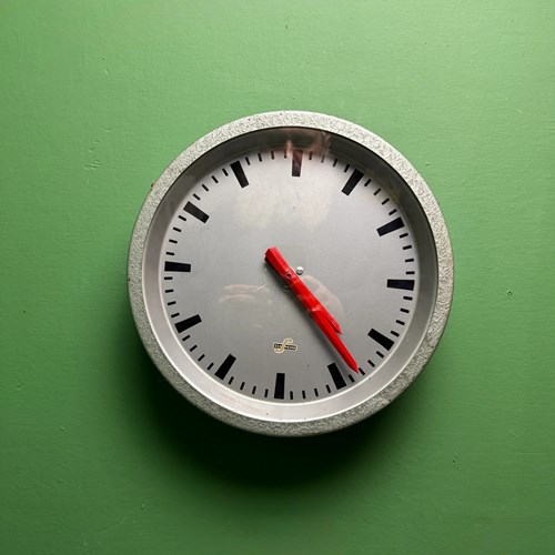 1960'S East German Industrial Factory / Office Clocks By Elfema