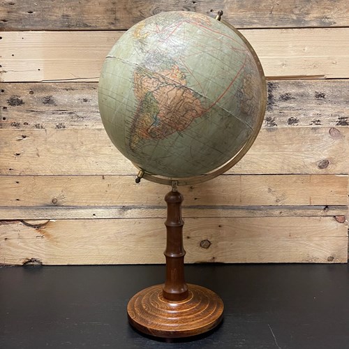 German Antique Table Globe By Paul Räth & Dr A Krause, Leipzig 1920S