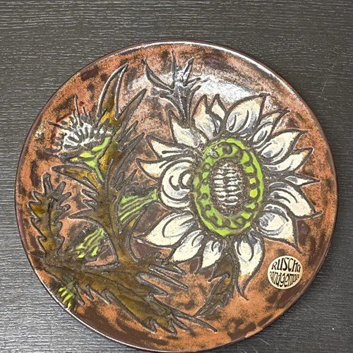 Large 1960S West German Pottery Fat Lava Ceramic Plate By Ruscha Art