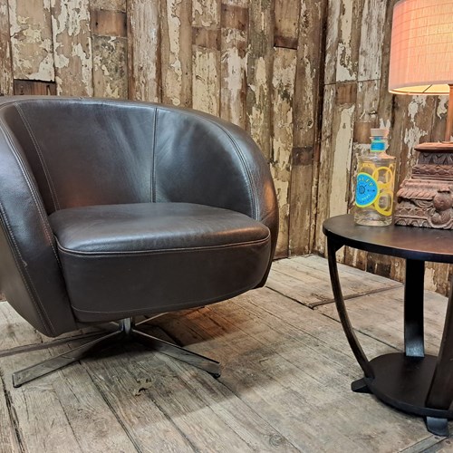 1970S Leather Tub Swivel Chair