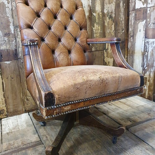 Antique Leather Captain's Chair
